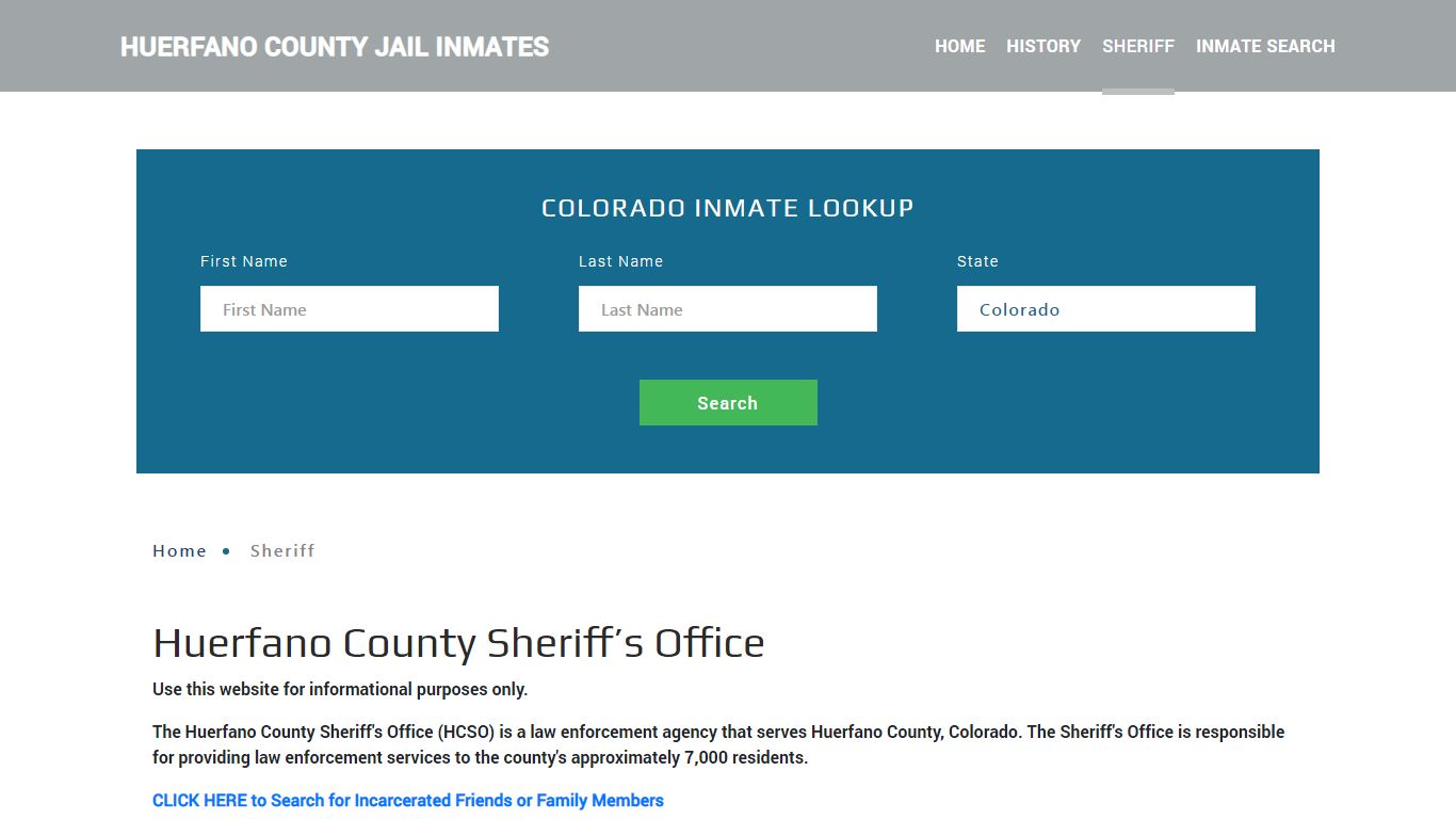 Huerfano County Sheriff, CO Arrest Warrant Lookup