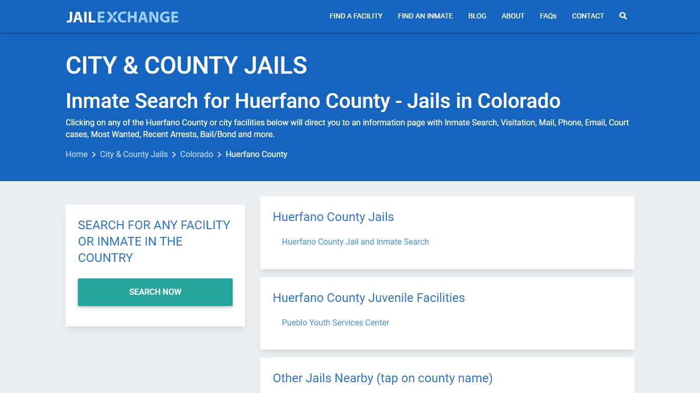 Inmate Search for Huerfano County | Jails in Colorado - Jail Exchange